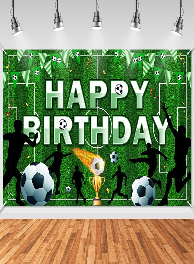 افيزانو لافتة عيد ميلاد سعيد من Avezano Soccer، خلفية لحفلة عيد ميلاد كرة القدم، خلفية تصوير لملعب كرة القدم لتزيين حفلات كرة القدم، لافتة عيد ميلاد سعيد للأولاد والأطفال والمراهقين (6 × 3.6 قدم) - Image 1
